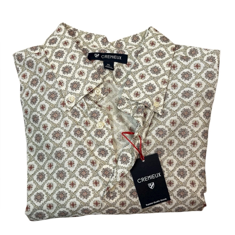 Cremieux Tan Retro Patterned Long Sleeve Button Up- XL-NWT